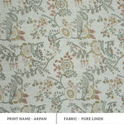 Indian Mustard Floral Block Print Pure Linen Fabric - Arpan