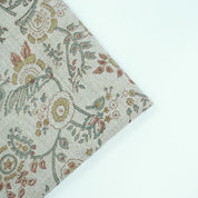Indian Mustard Floral Block Print Pure Linen Fabric - Arpan