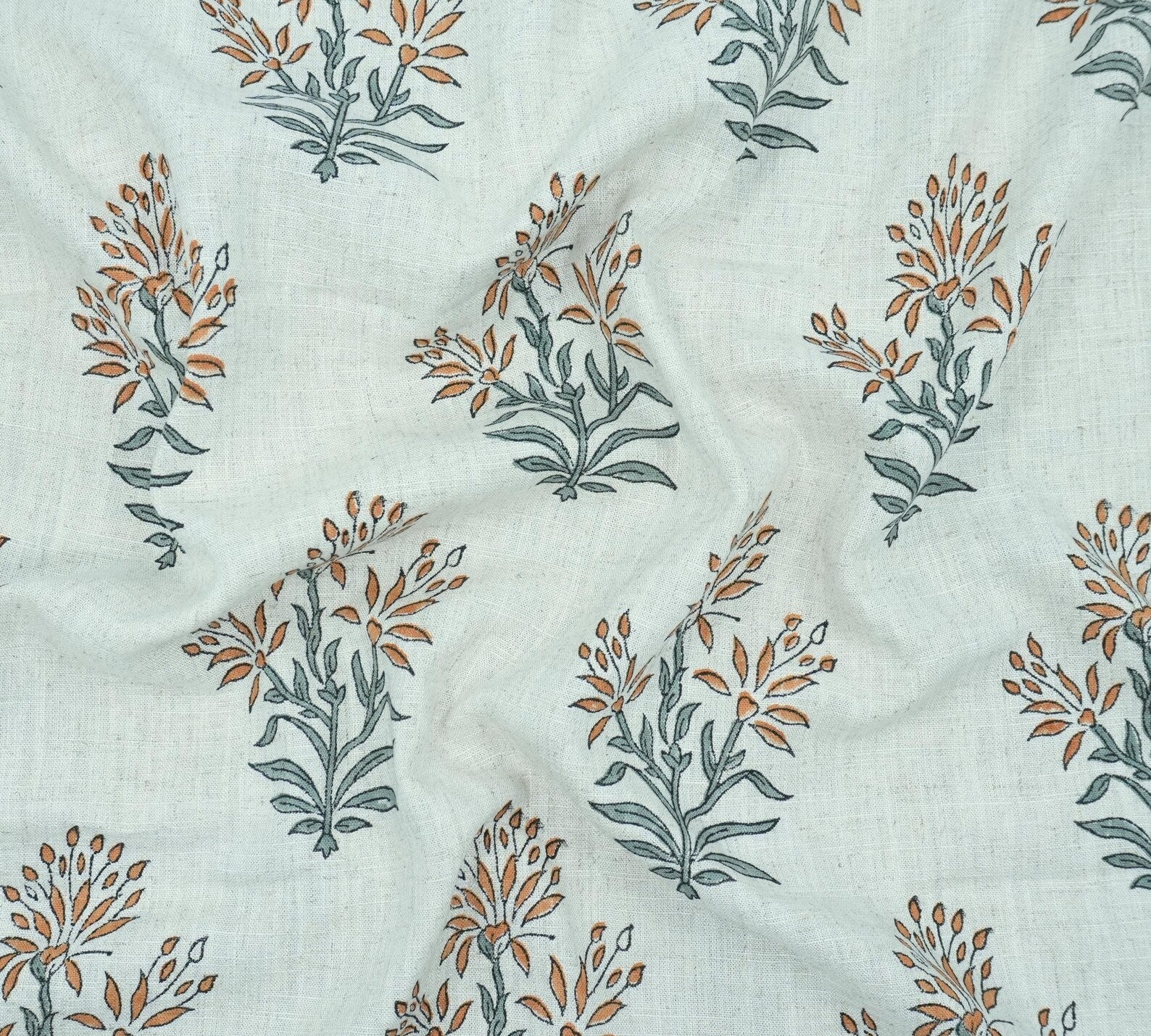 Noor Indian Block Printed Viscose Linen Boho Sofa Fabric