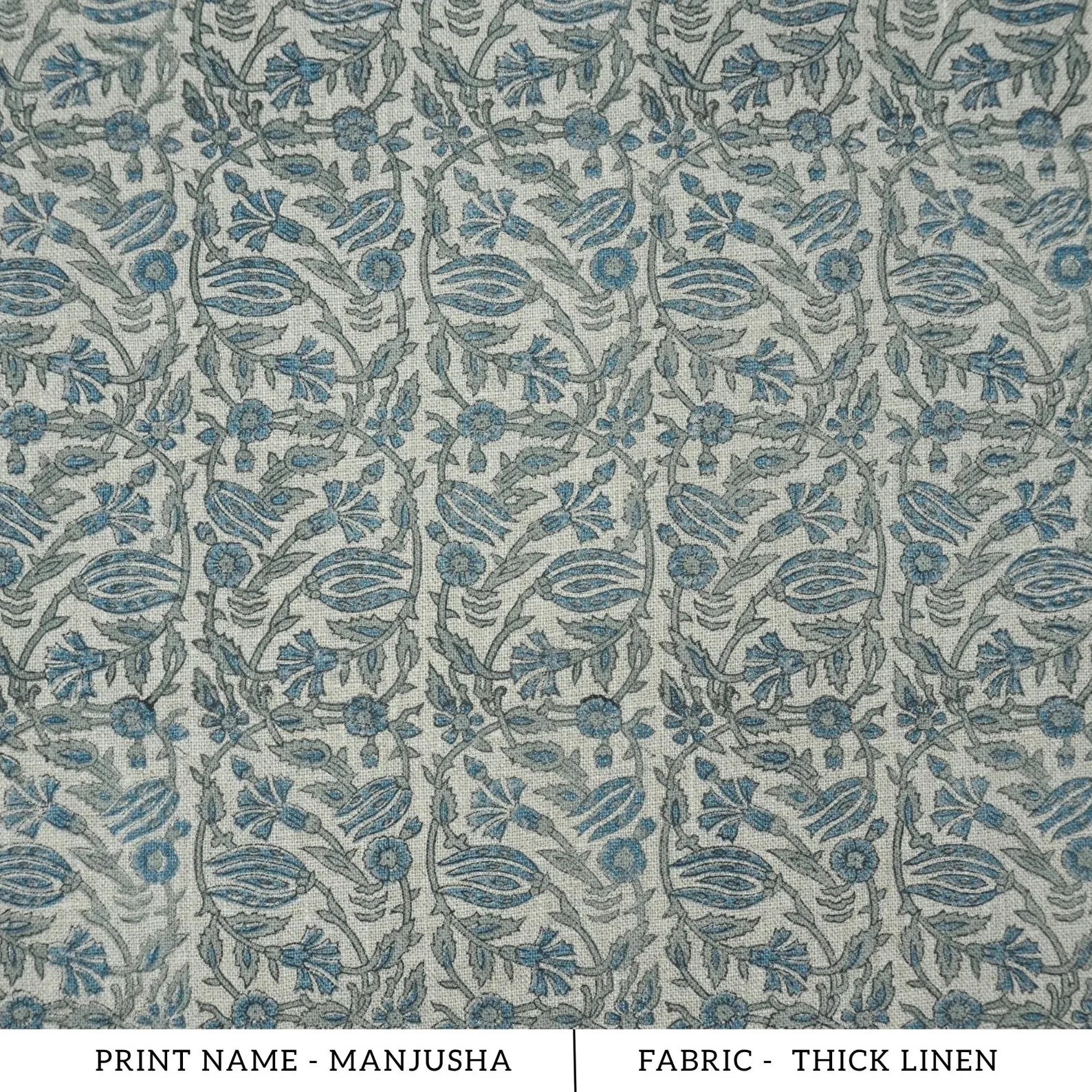 Jaipur Handicraft Manjusha Slate Blue Floral Linen Fabric