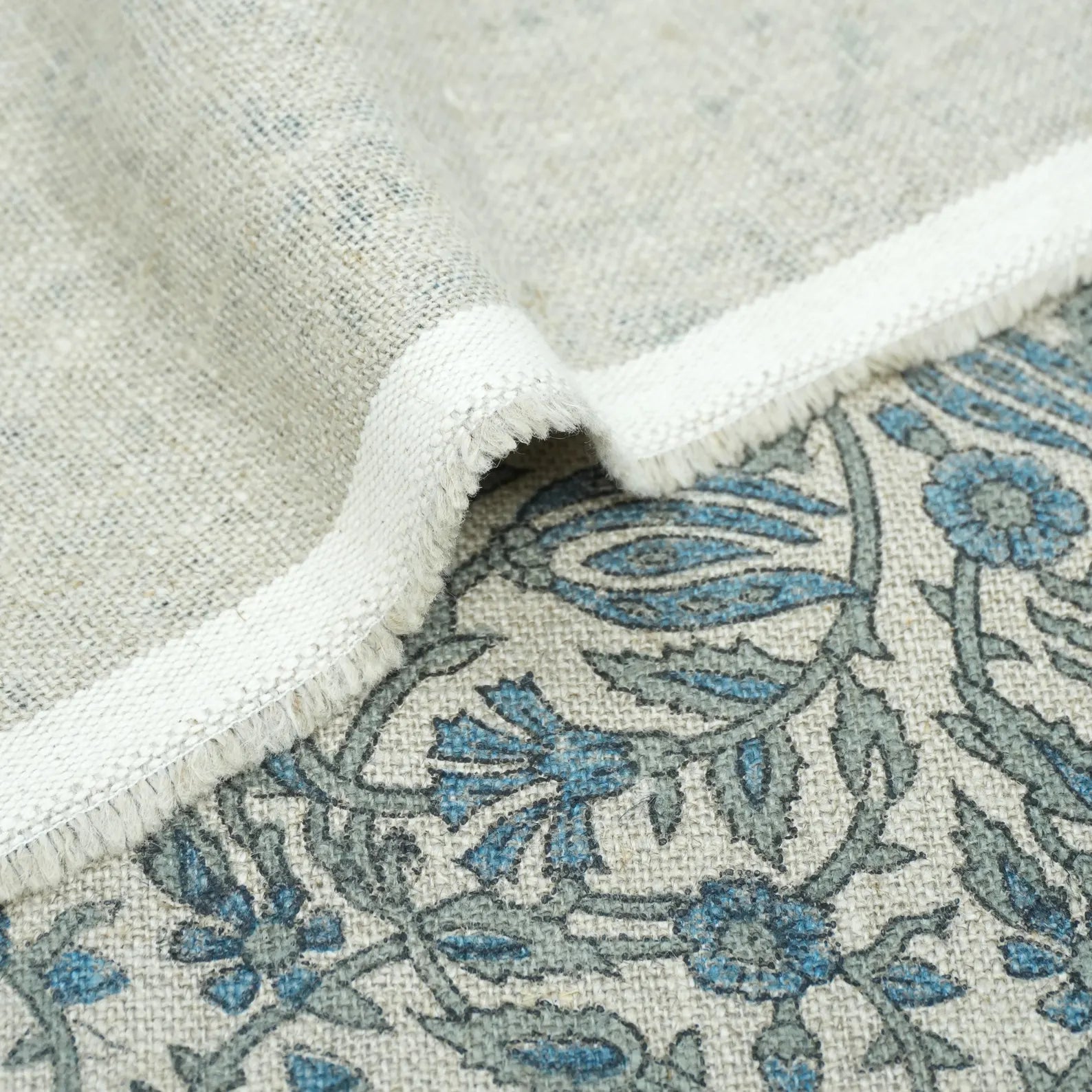 Jaipur Handicraft Manjusha Slate Blue Floral Linen Fabric