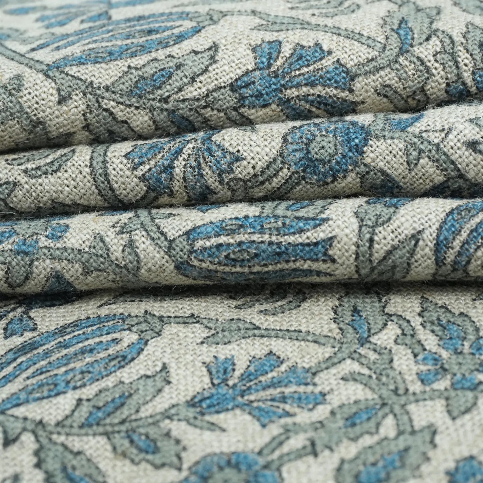 Jaipur Handicraft Manjusha Slate Blue Floral Linen Fabric