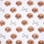 Skull Print Halloween Thick Cotton White Fabric - Skeleton
