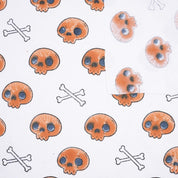 Skull Print Halloween Thick Cotton White Fabric - Skeleton