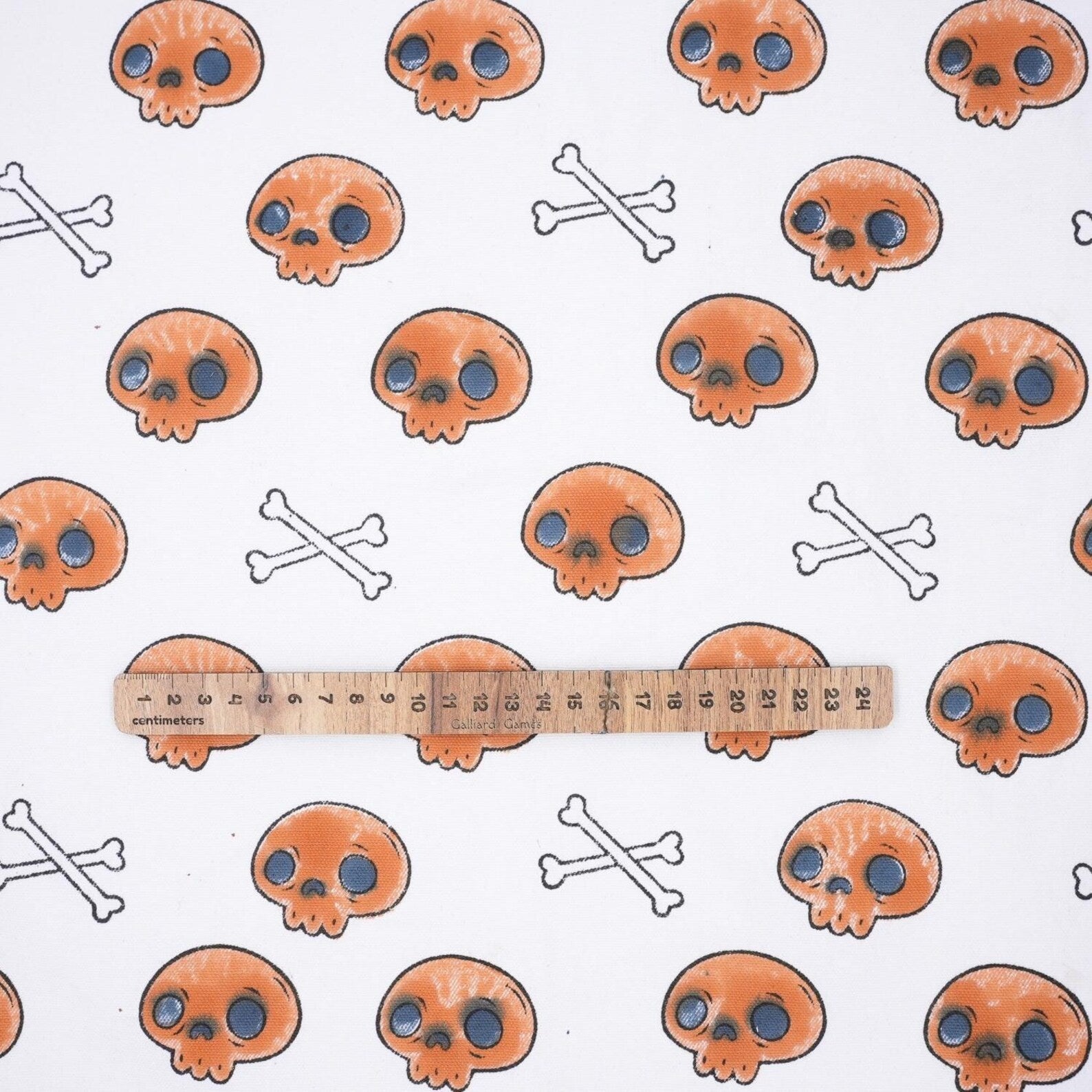 Skull Print Halloween Thick Cotton White Fabric - Skeleton