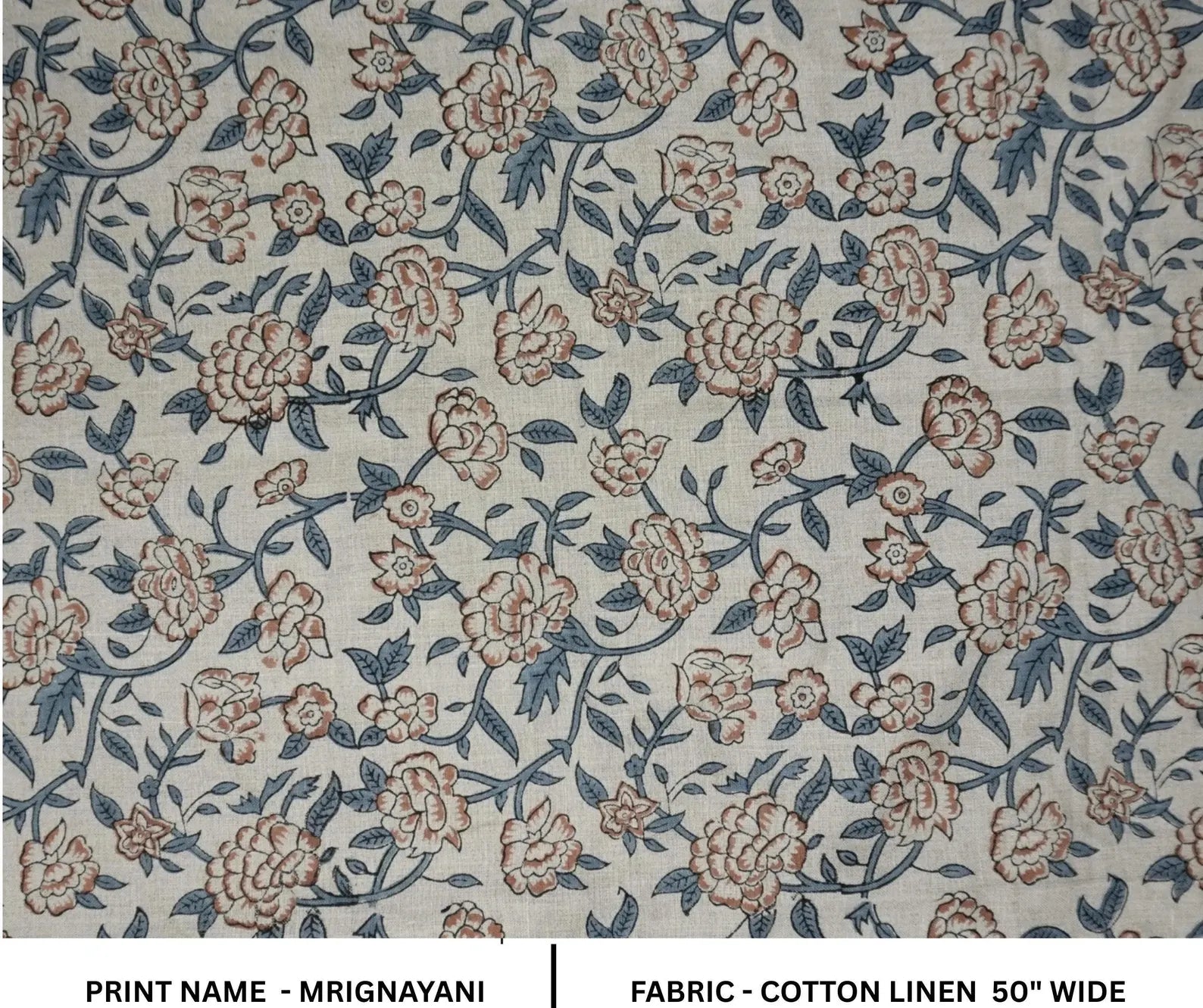 Indian Block Print Mrignayani Farmhouse Linen Pillows Fabric