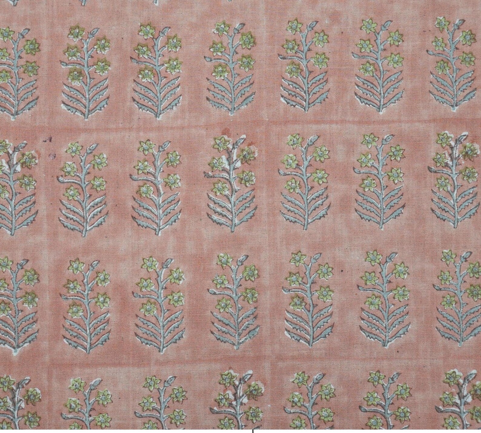 Block Print Pure Linen Upholstery Fabric - Indradhanush