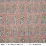 Block Print Pure Linen Upholstery Fabric - Indradhanush