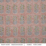 Block Print Pure Linen Upholstery Fabric - Indradhanush