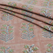 Block Print Pure Linen Upholstery Fabric - Indradhanush