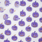 Halloween Purple Pumpkin Thick Cotton White Fabric