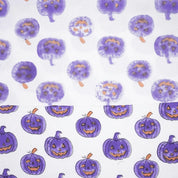 Halloween Purple Pumpkin Thick Cotton White Fabric