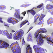 Halloween Purple Pumpkin Thick Cotton White Fabric