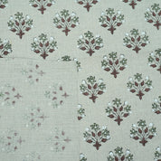 Burgundy Block Print Pure Linen Curtains Fabric - Diwali Flower