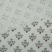 Burgundy Block Print Pure Linen Curtains Fabric - Diwali Flower