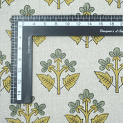 Handmade Mustard Sage Floral Botanical Print Linen Fabric