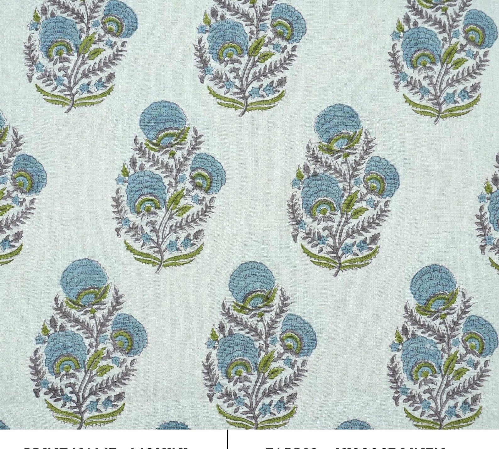 Indian Artisan Peach Floral Pure Linen Fabric - Mohini