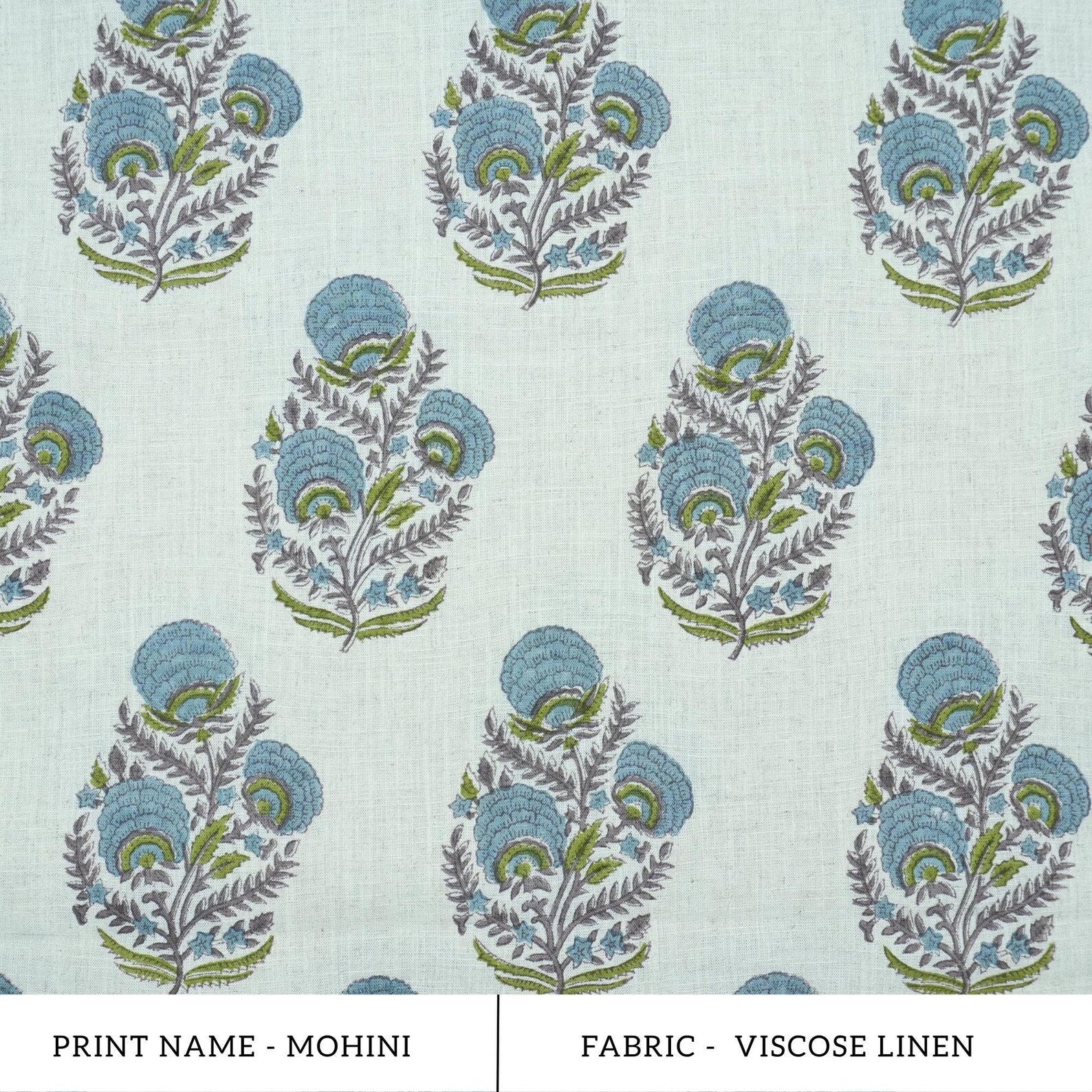 Indian Artisan Peach Floral Pure Linen Fabric - Mohini