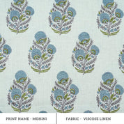Indian Artisan Peach Floral Pure Linen Fabric - Mohini