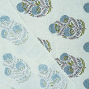 Indian Artisan Peach Floral Pure Linen Fabric - Mohini