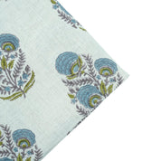 Indian Artisan Peach Floral Pure Linen Fabric - Mohini