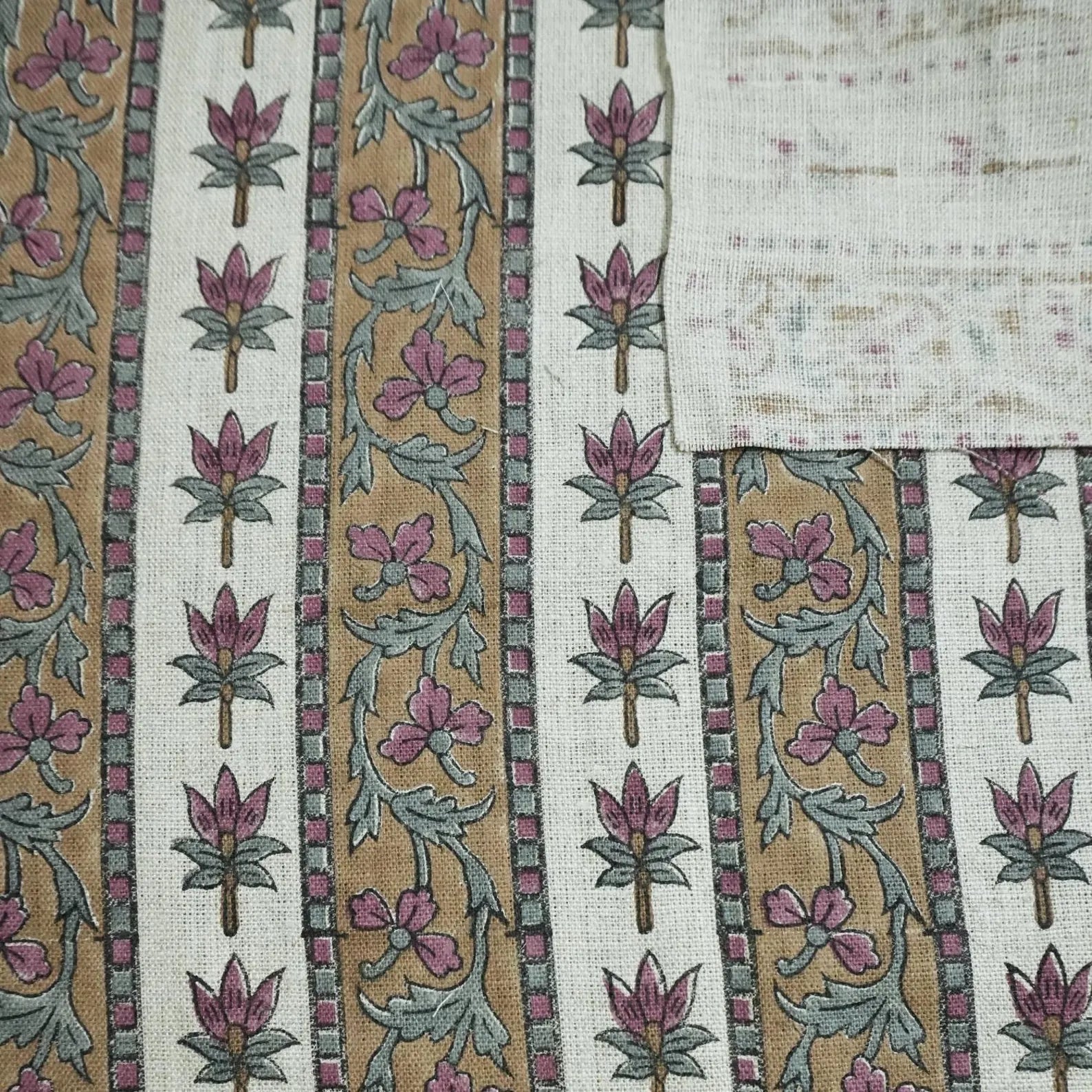Block Print Thick Pure Linen Bedroom Decor Fabric || Lakshmi