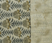 Lotus Mustard Hand Block Print Thick Pure Linen Fabric