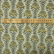 Lotus Mustard Hand Block Print Thick Pure Linen Fabric