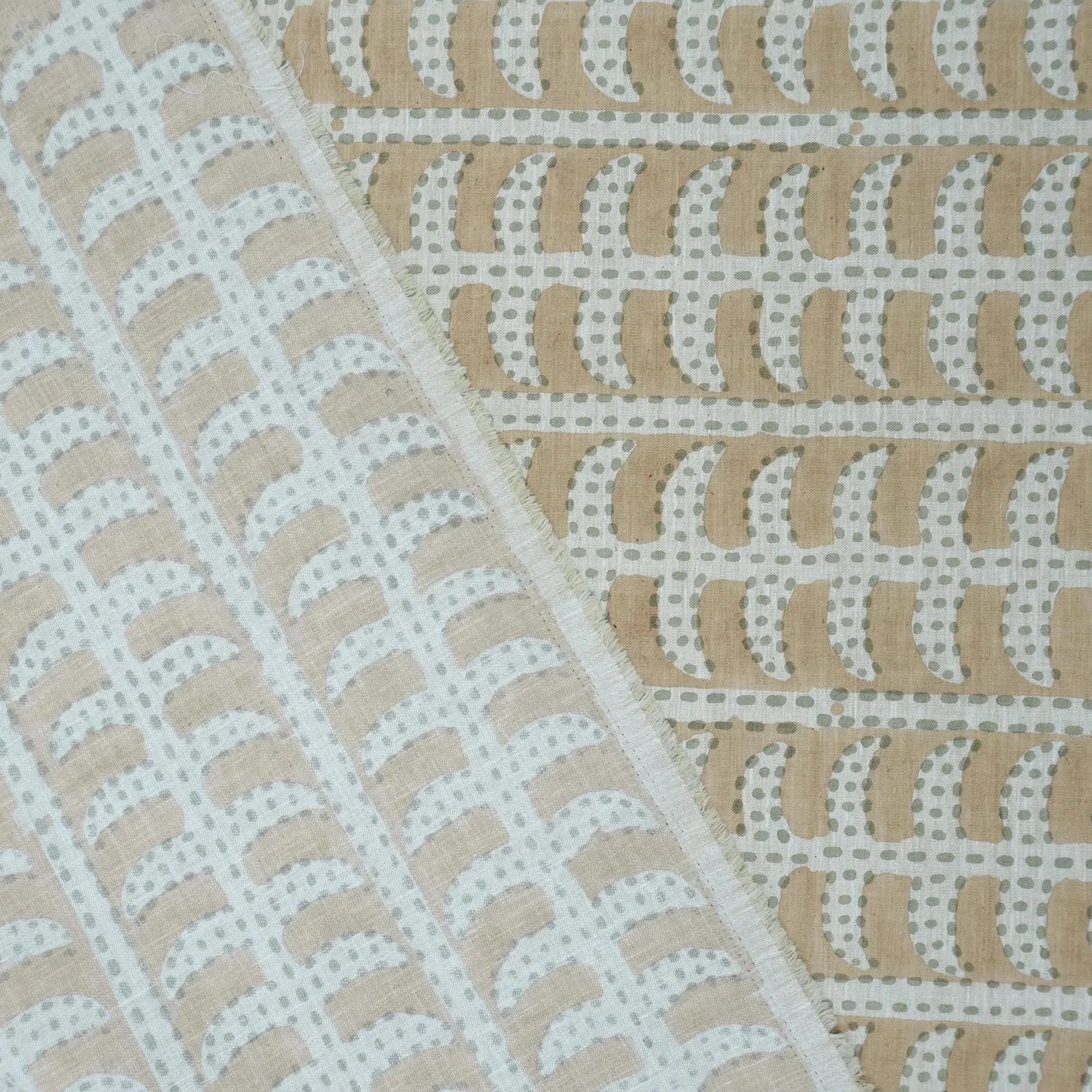 Garud Hand Block Print Linen Blend Fabric | By the Yard