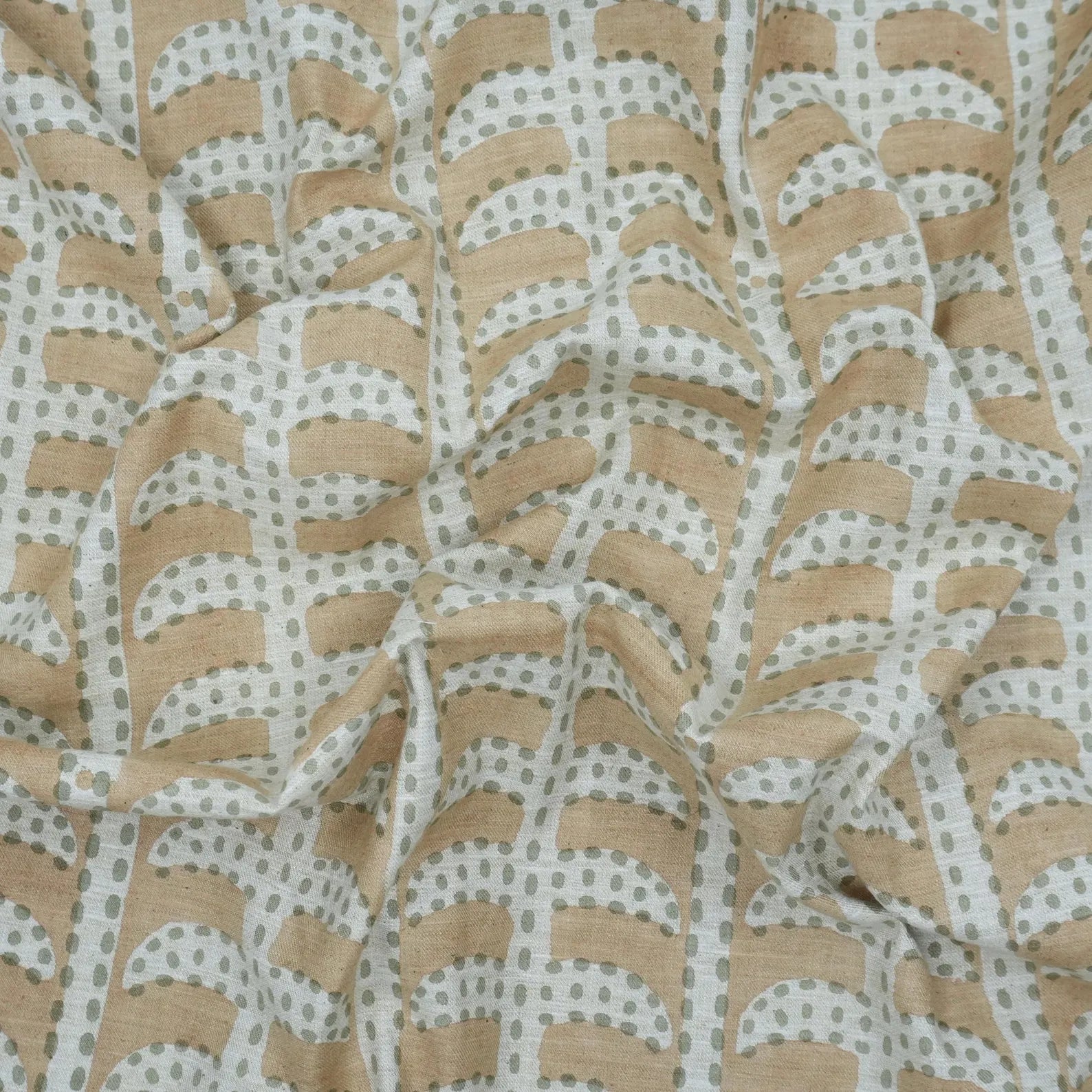 Garud Hand Block Print Linen Blend Fabric | By the Yard