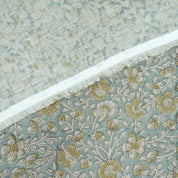 Indian Printed Blue Floral Linen Farmhouse Fabric - Saundarya
