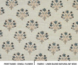Diwali Flower Block Print Linen Fabric for Table Napkins