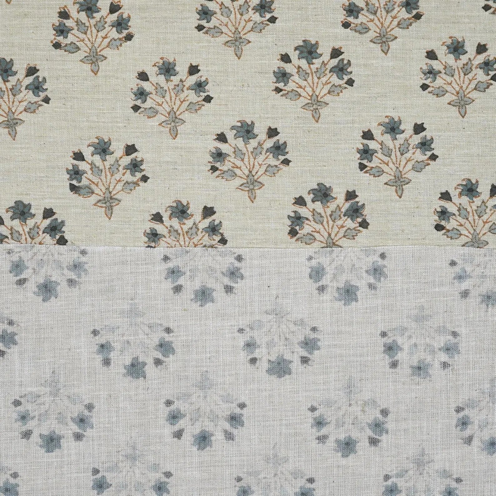 Diwali Flower Block Print Linen Fabric for Table Napkins