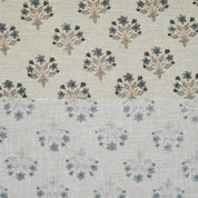 Diwali Flower Block Print Linen Fabric for Table Napkins