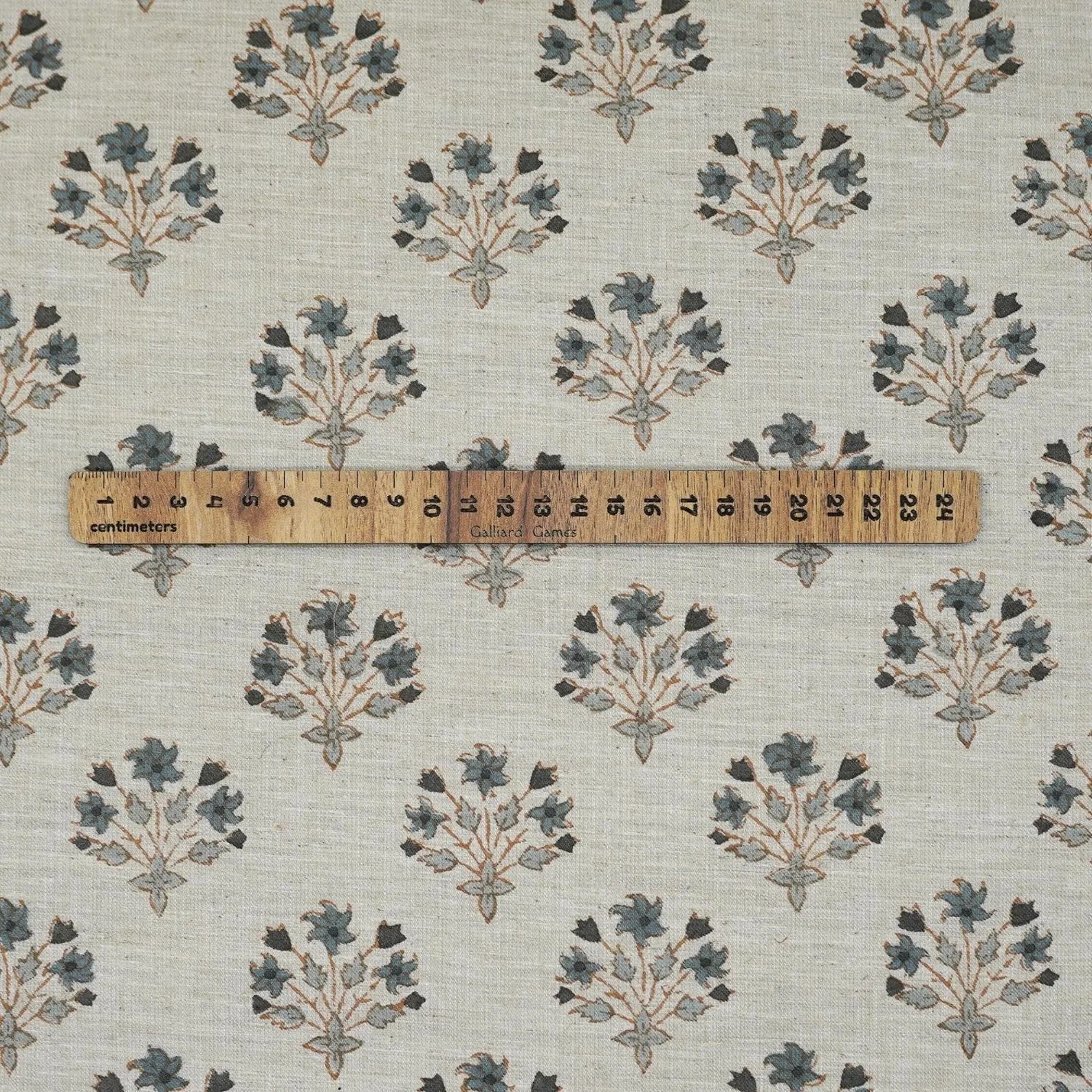 Diwali Flower Block Print Linen Fabric for Table Napkins