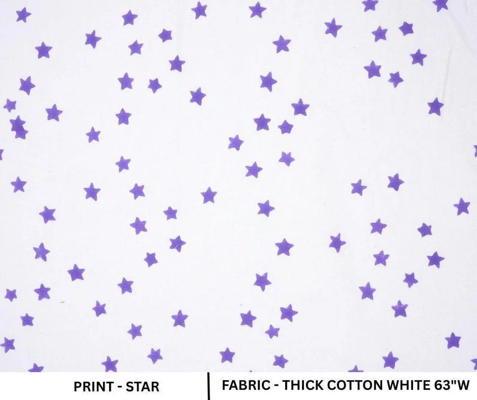Purple Star Block Print Thick Cotton White Fabric