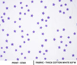 Purple Star Block Print Thick Cotton White Lampshade Fabric