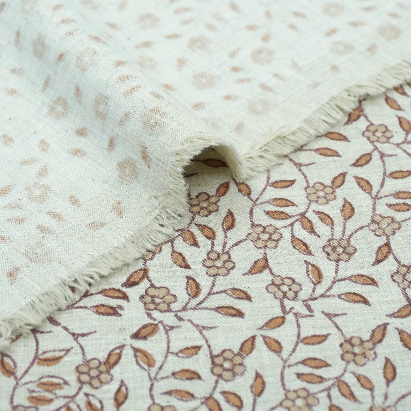 Artisan Made Gargi Block Print Linen Blend Decor Fabric