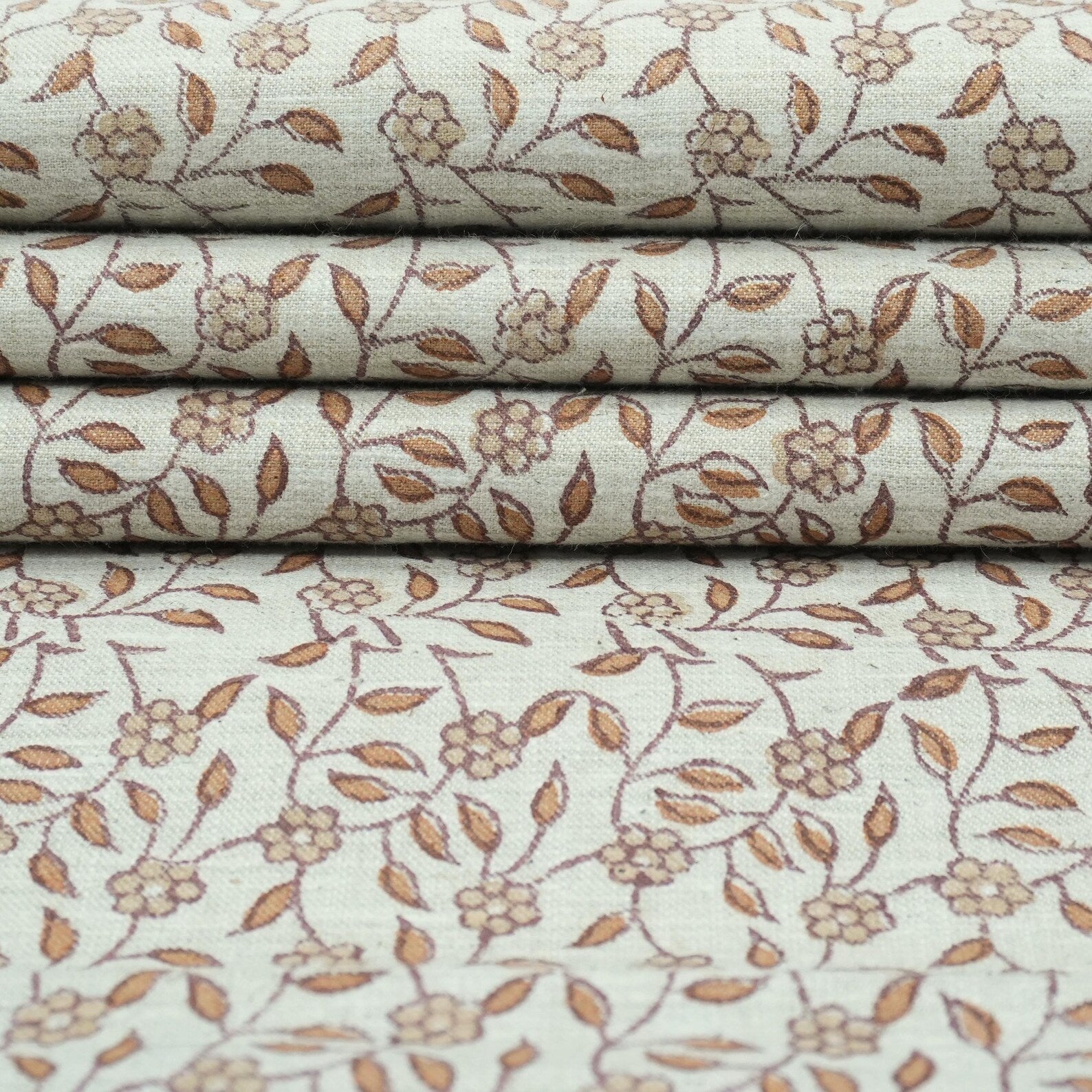 Artisan Made Gargi Block Print Linen Blend Decor Fabric