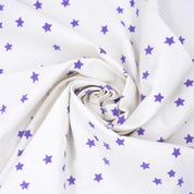 Purple Star Block Print Thick Cotton White Fabric
