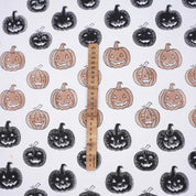 Block Print Thick Cotton White Halloween Pumpkin Fabric