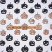Block Print Thick Cotton White Halloween Pumpkin Fabric