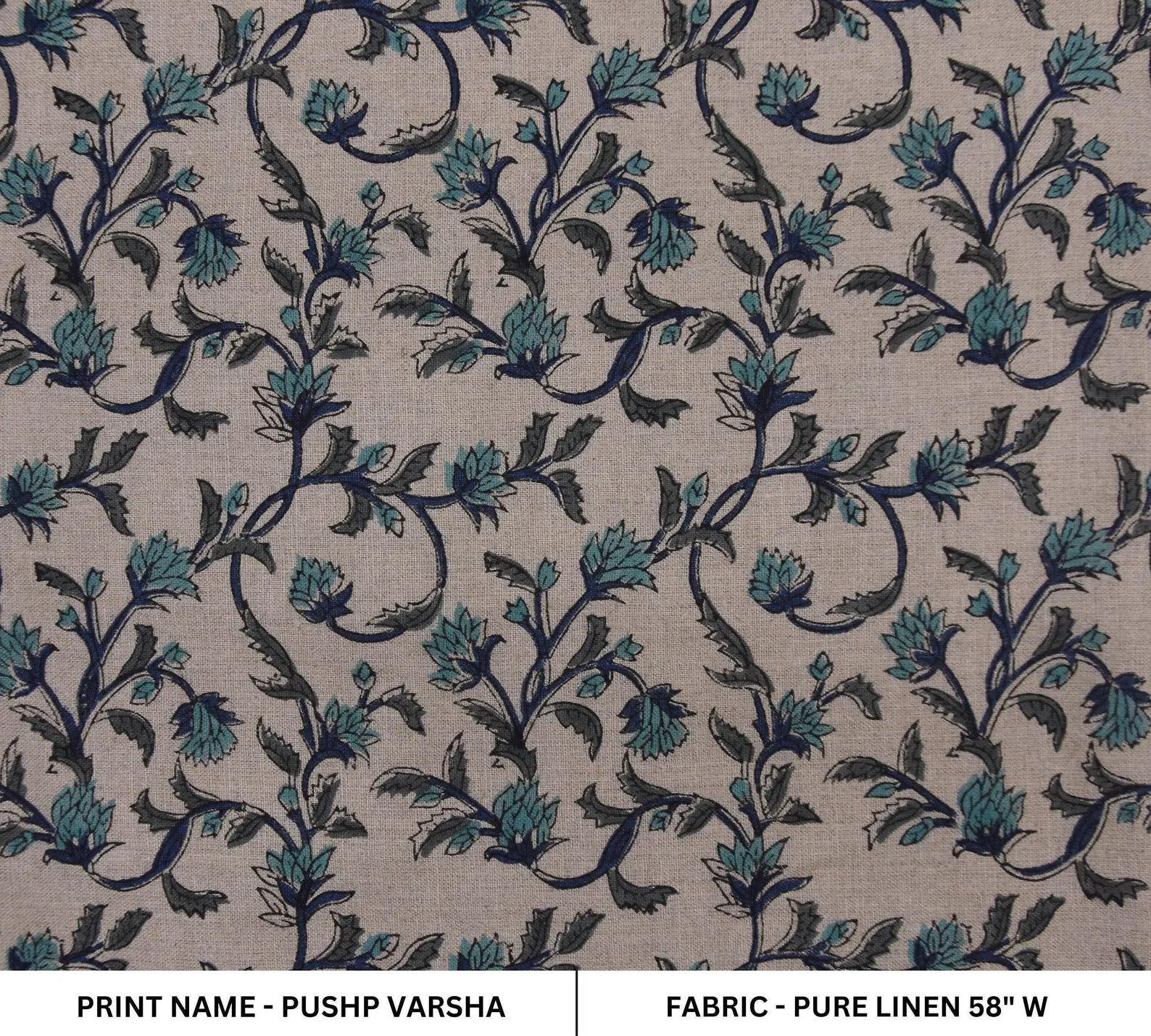Pushp Varsha Botanical Pure Linen Upholstery Fabric