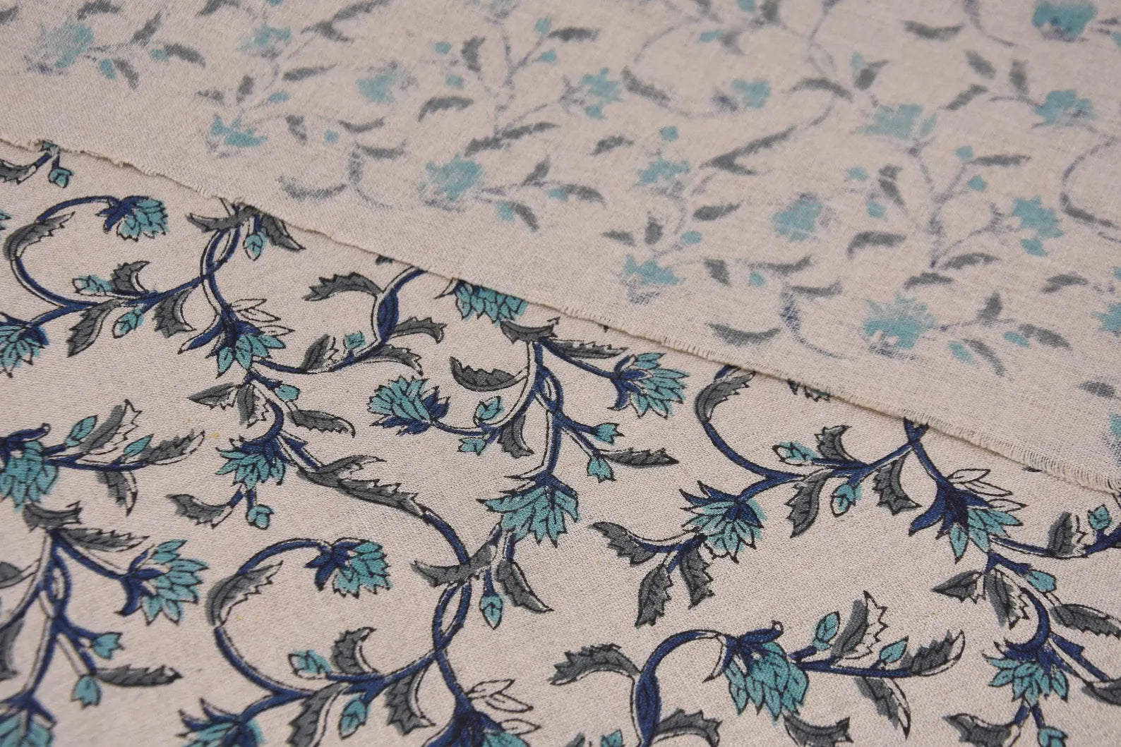 Pushp Varsha Botanical Pure Linen Upholstery Fabric