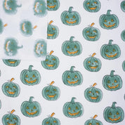 Pumpkin Teal Print Thick Cotton Fabric – Halloween Collection