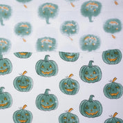 Pumpkin Teal Print Thick Cotton Fabric – Halloween Collection