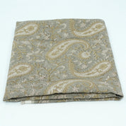 Handmade Sage Grey Floral Ethnic Paisley Linen Fabric - Kiara