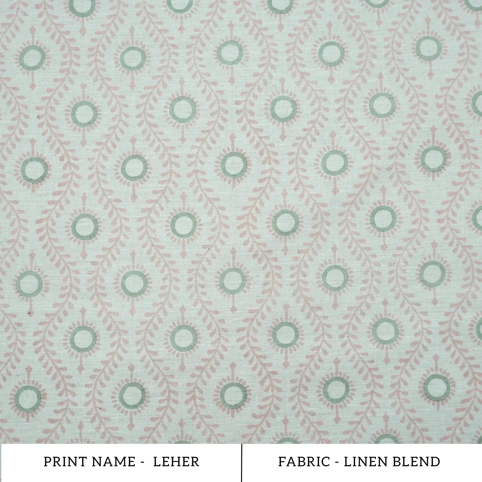 Lehar Wave Blush Block Print Linen Textiles Fabric