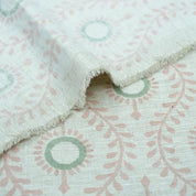 Lehar Wave Blush Block Print Linen Textiles Fabric