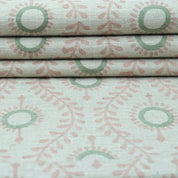 Lehar Wave Blush Block Print Linen Textiles Fabric